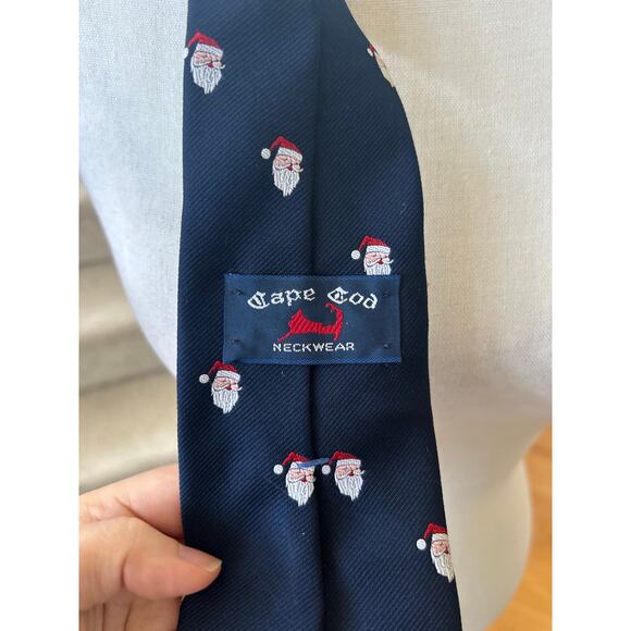 Capecod Neckwear Navy Blue Santa Head Tie - Picture 4 of 5